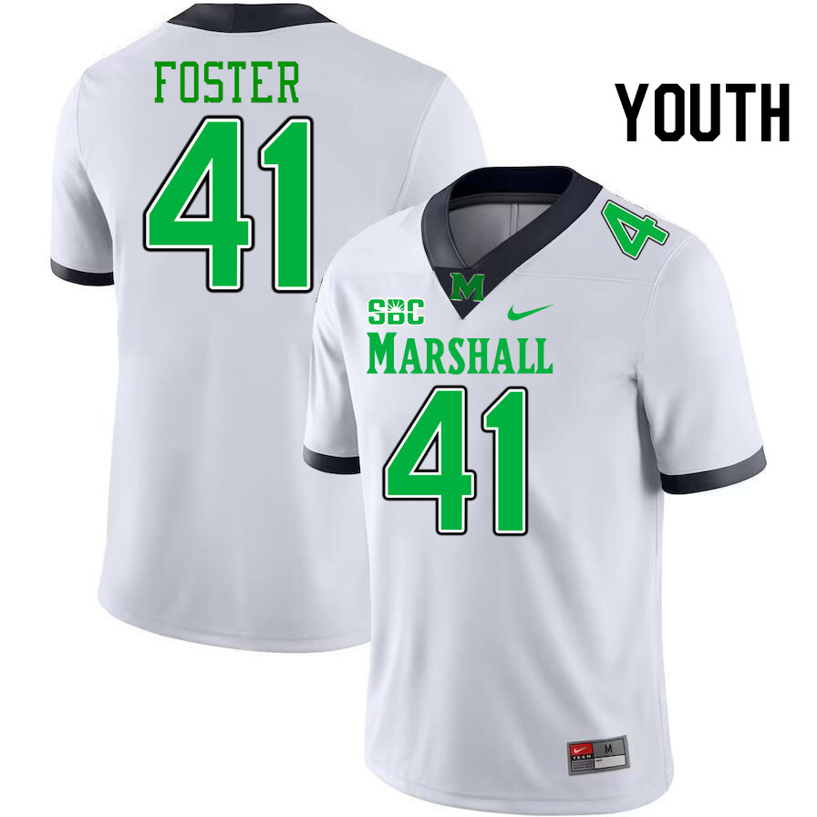 Youth #41 Ahmere Foster Marshall Thundering Herd SBC Conference College Football Jerseys Stitched-Wh